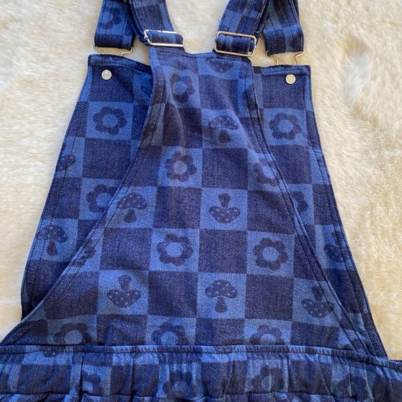 Overall Shorts Mushroom & Flowers Pattern Size Small NEW - Picture 7 of 10